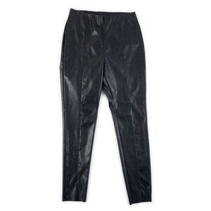 H&M black faux-leather high rise skinny pants size 10